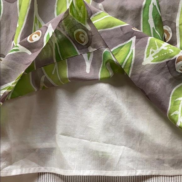 VINCE Size 4 Green Leaf Print Gray Sundress - Picture 10 of 16